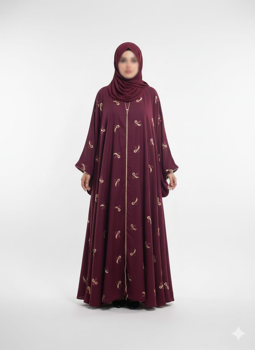 Open Tail Bow Plum Abaya
