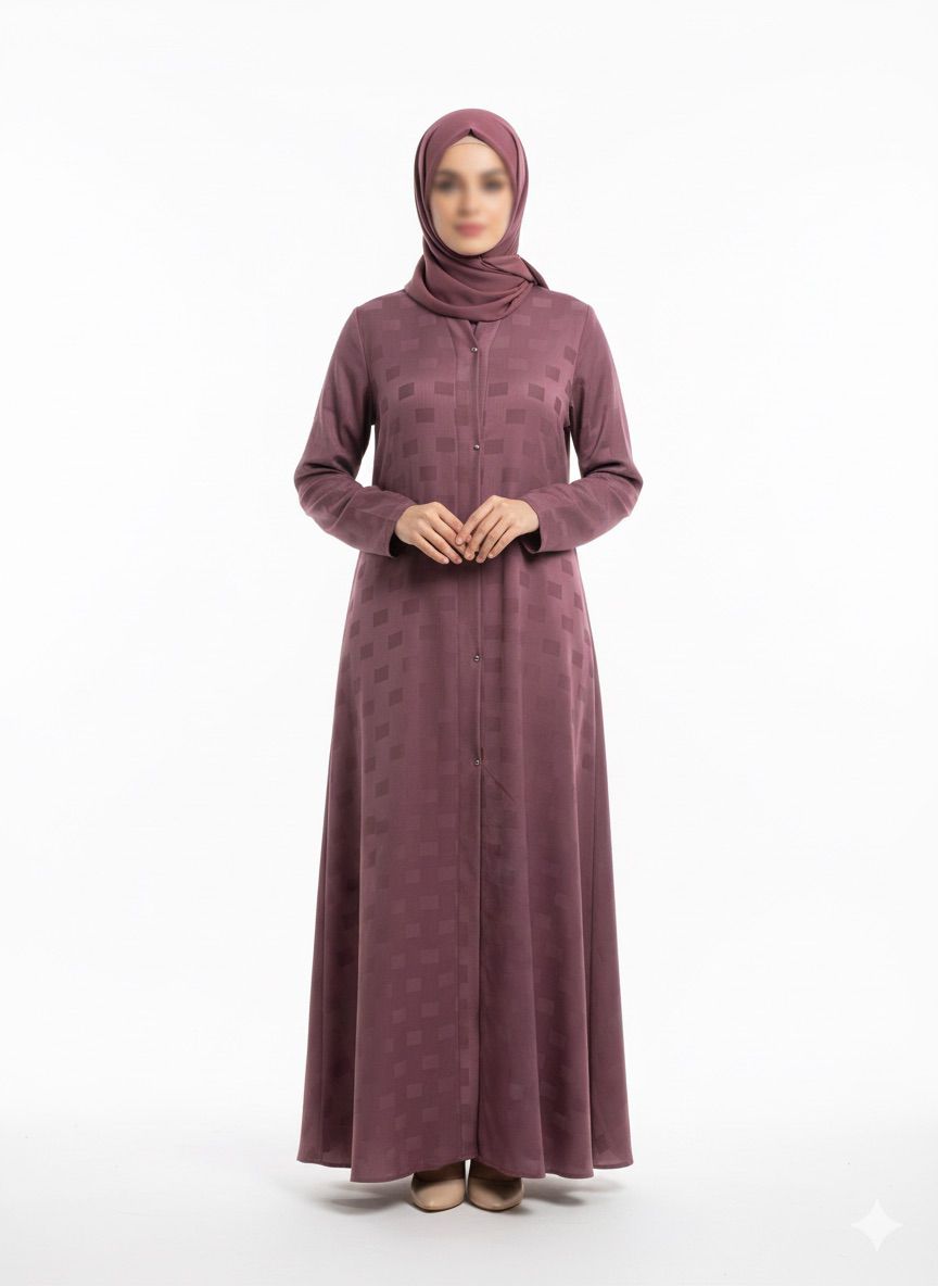 Open Zoom Shining Purple Toned Abaya