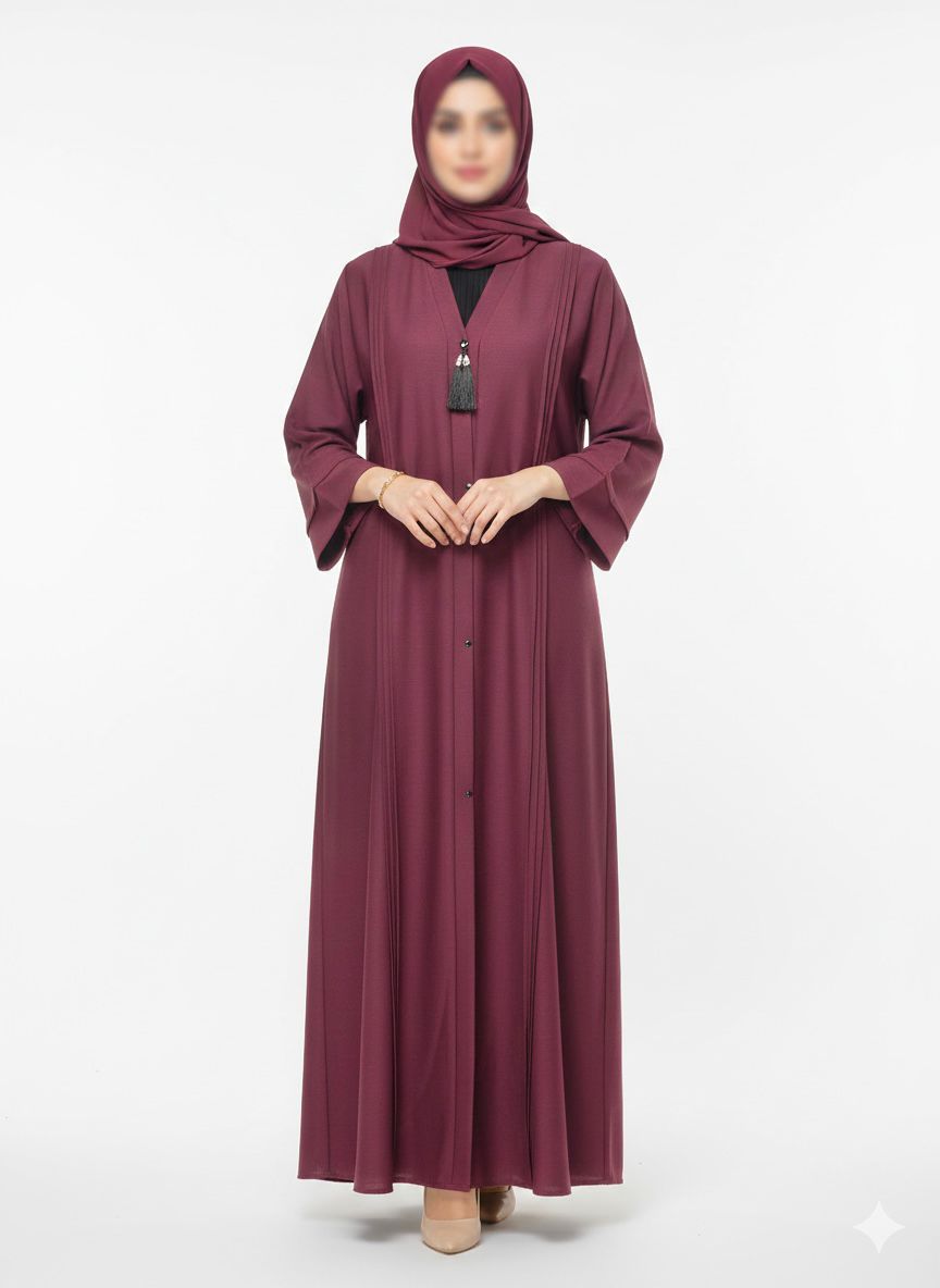 Classic Pleated  Purple abaya